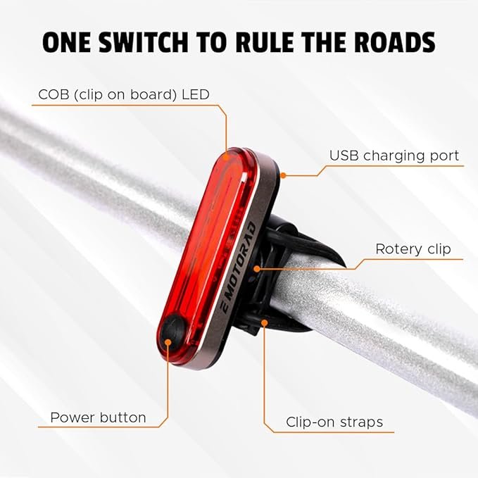 EMotorad Lumous Light Combo | Waterproof Bicycle Front and Rear Headlights - Image 3